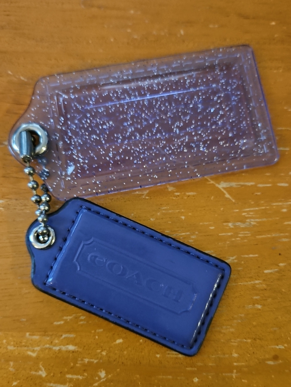 Coach Purple Leather And Acrylic Poppy Hang Tags with Ball Chain